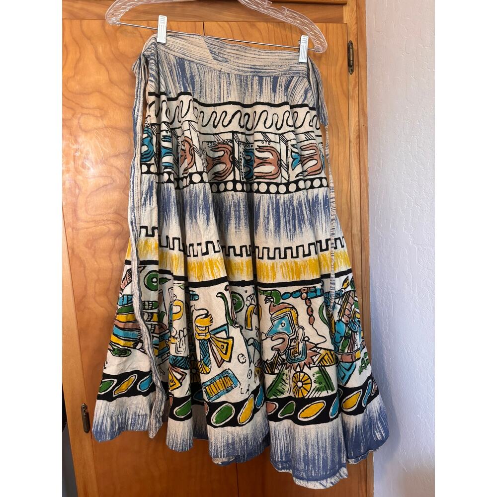 Vintage 100% Cotton Art Teacher Abstract Novelty Print Midi Skirt - Picture 2 of 2